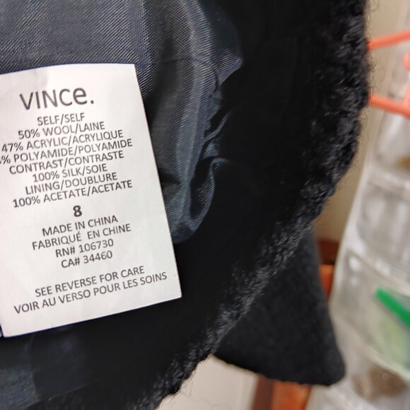 vince black wool blend cropped jacket size 8 - Picture 6 of 8